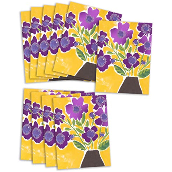 UKG birthday greeting cards for her with purple flower design, set of 10, perfect for friends and special occasions.