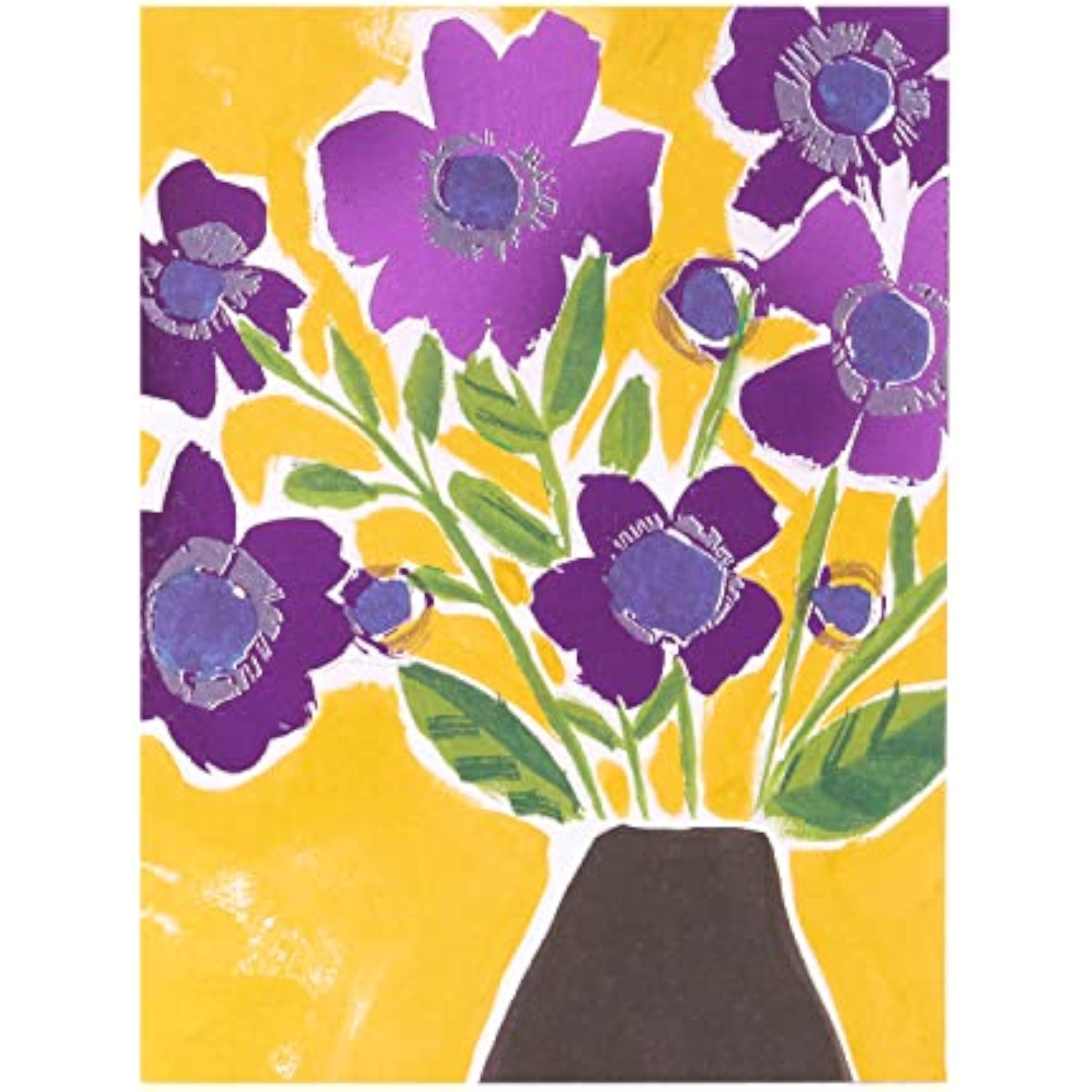 Set of 10 UKG birthday greeting cards for her with purple flower design, featuring elegant floral artwork on the front.
