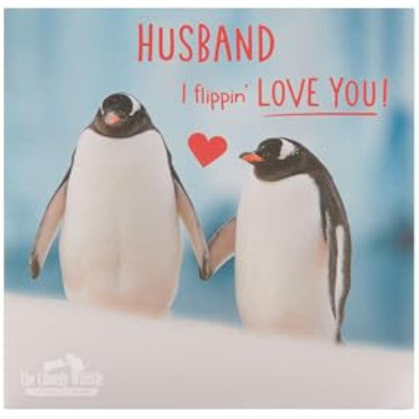 Cute penguin Valentine’s Day greeting card for husband by UKG featuring adorable penguin design.