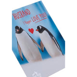 Cute Valentine’s Day greeting card for husband featuring a playful penguin design, from UKG.