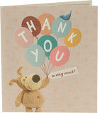 Boofle Holding Thank You Lettering Balloons Card