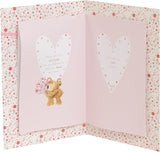 Boofle Birthday Card For Wife With Envelope - Cute Design Friends Holding Flower Bouquet