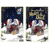 Bears Wearing Scarves 3D Holographic Mum And Dad Christmas Card