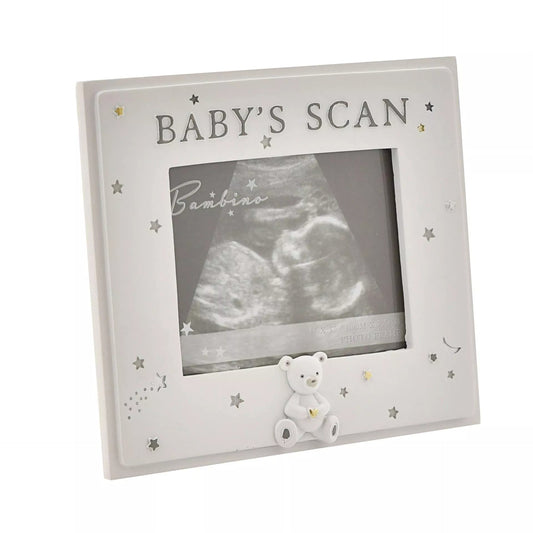 Bambino Resin Babys Scan Photo Frame 4x3 inches by Widdop & Co, featuring a cute baby-themed design and a space for a scan photo.