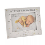 Widdop & Co Bambino Resin First Grandchild photo frame, 6x4 inch, featuring a charming baby design and space for a special photo.