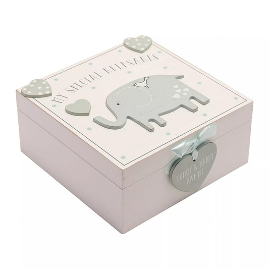 Blue Petit Cheri My Special Keepsake Box by Widdop & Co, 16cm x 16cm, featuring a decorative design and sturdy construction.