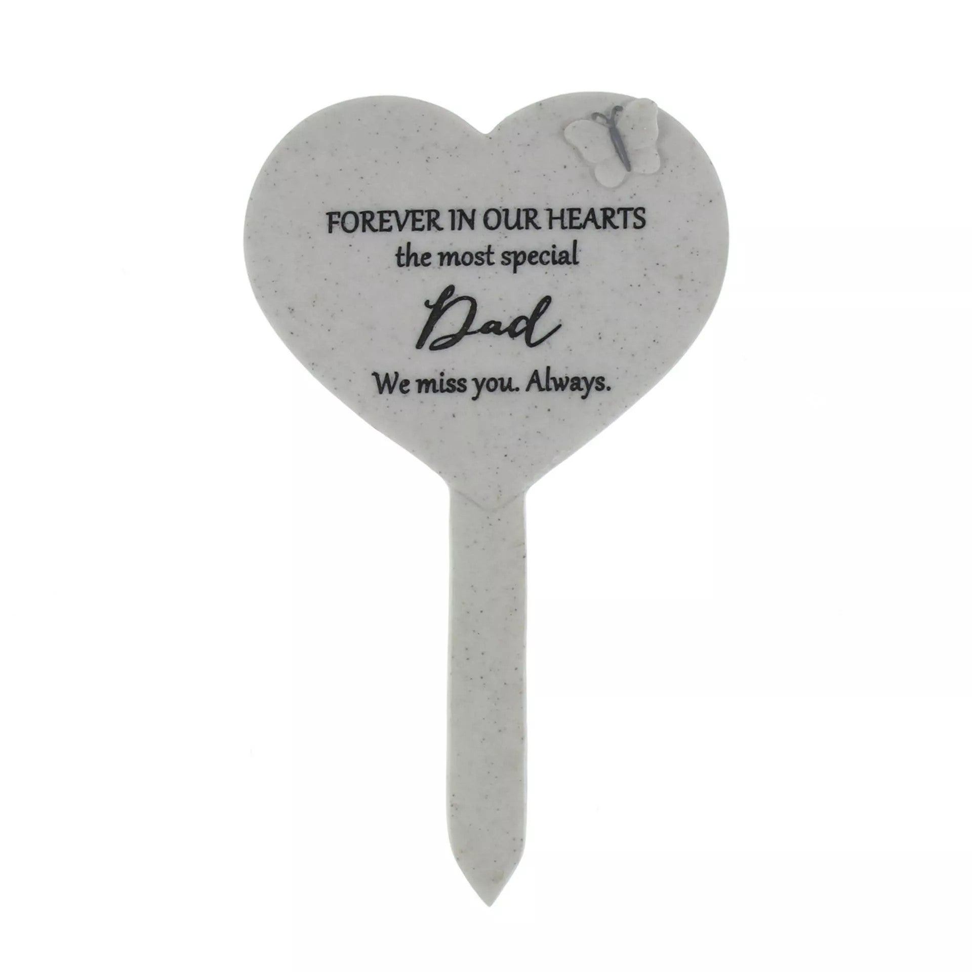 Thoughts Of You Heart Graveside Stake for Dad by Widdop & Co, featuring a heartfelt design for memorial tribute.