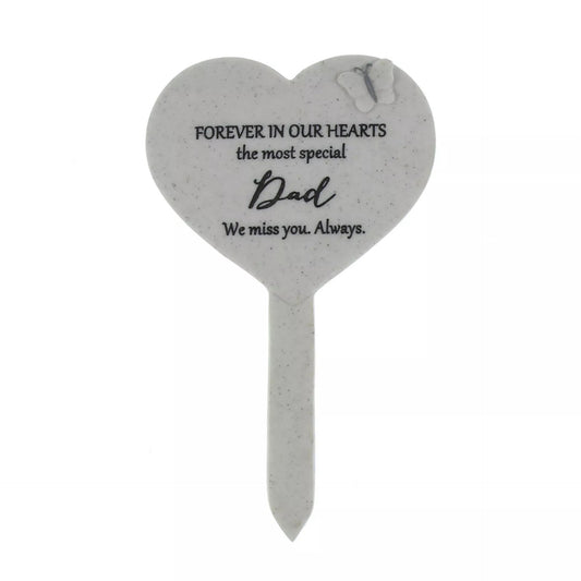Thoughts Of You Heart Graveside Stake for Dad by Widdop & Co, featuring a heartfelt design for memorial tribute.