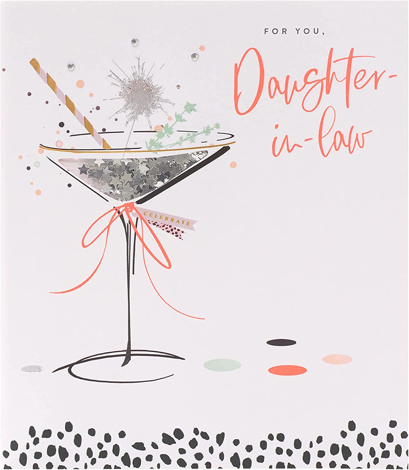 Daughter In Law Birthday Card Cocktail Neon Lustre