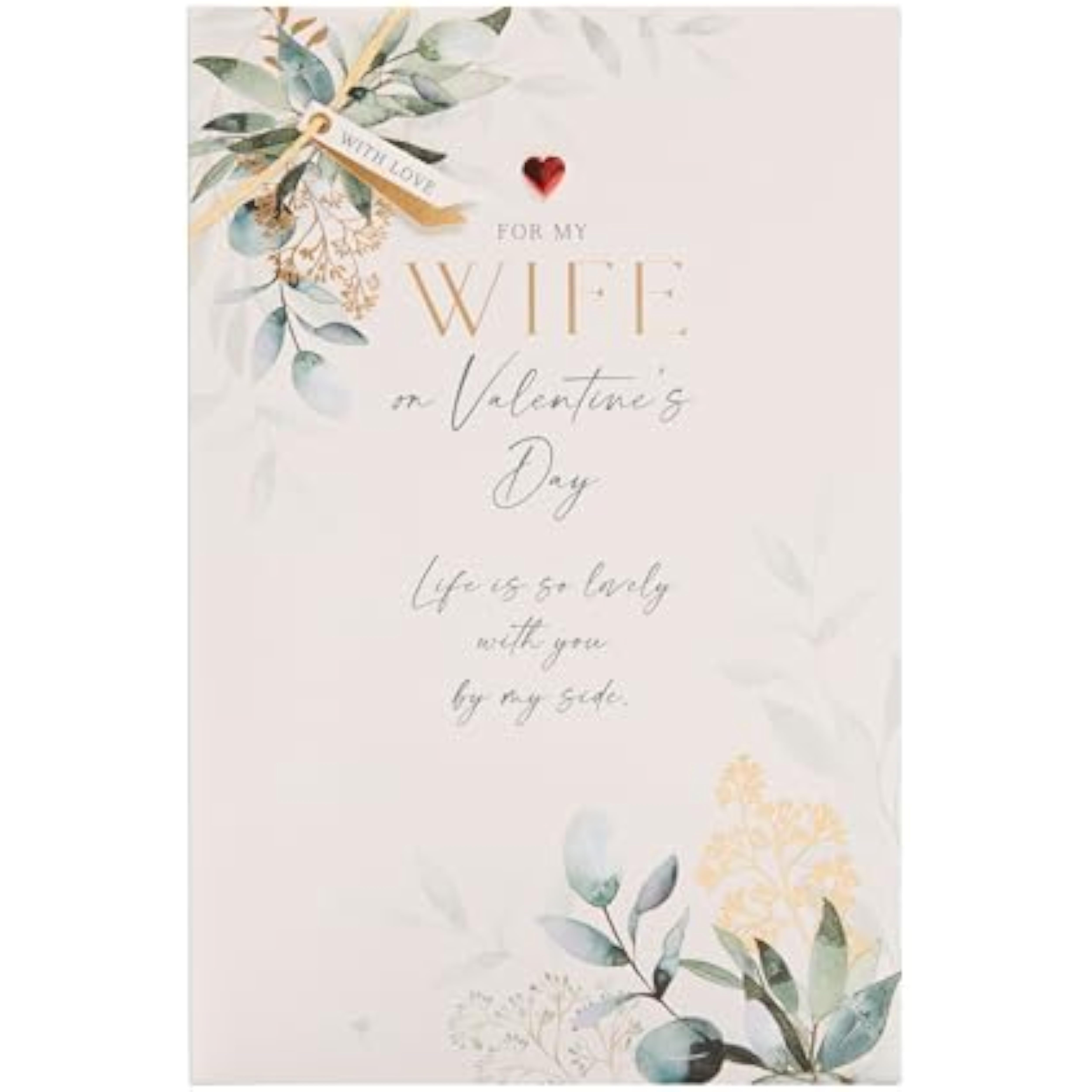 UK Greetings Valentine's Day Card For Wife - Beautiful Leaves Design