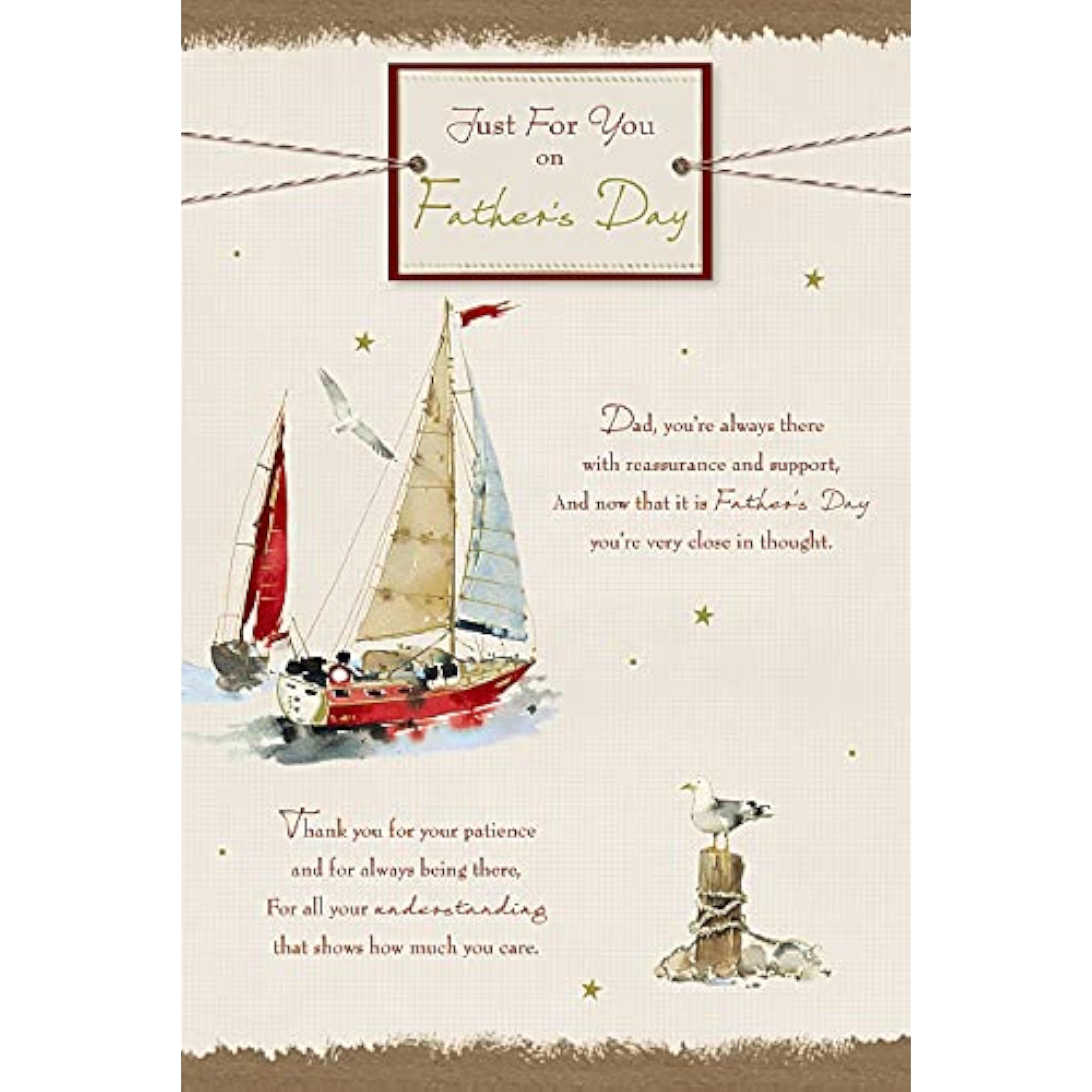 Father's Day greeting card by Xpress Yourself featuring a sailing boat design for the "Just for You" message.