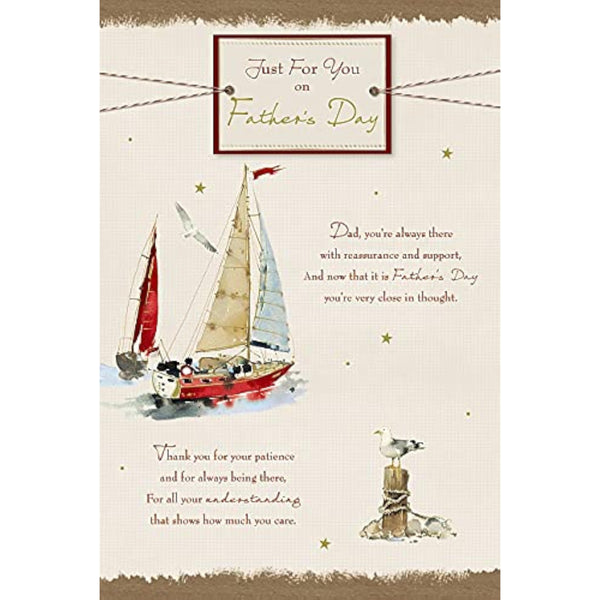 Father's Day greeting card by Xpress Yourself featuring a sailing boat design for the "Just for You" message.