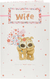 Boofle Birthday Card For Wife With Envelope - Cute Design Friends Holding Flower Bouquet