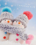 Snowmen Wearing Knitted Hats Wife Christmas Card
