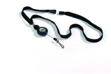 Durable Textile Lanyard and Reel for Name Badges Black (Pack 10)
