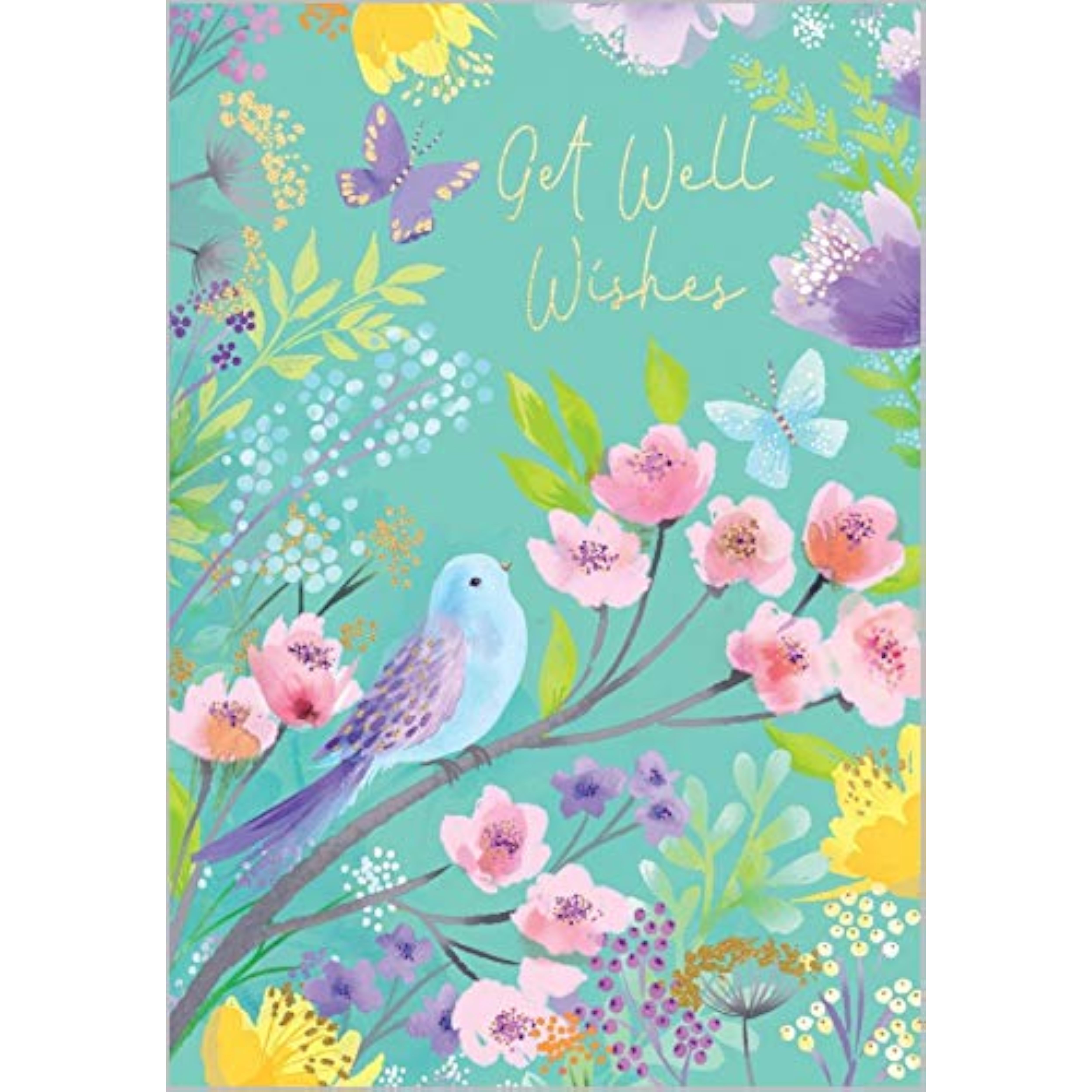 Bird on Blossom Branch Get Well Soon Card