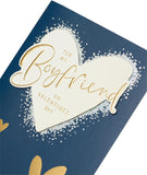 Boyfriend Valentines Day Card With Envelope - Gold & Dark Blue Design