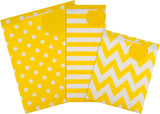 Hallmark Multi Occasion Gift Bag and Bottle Bag Bundle - 3 Bags (Large, Medium & Bottle) in Yellow and White Designs