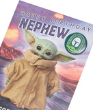 Baby Yoda Nephew Birthday Card with Badge