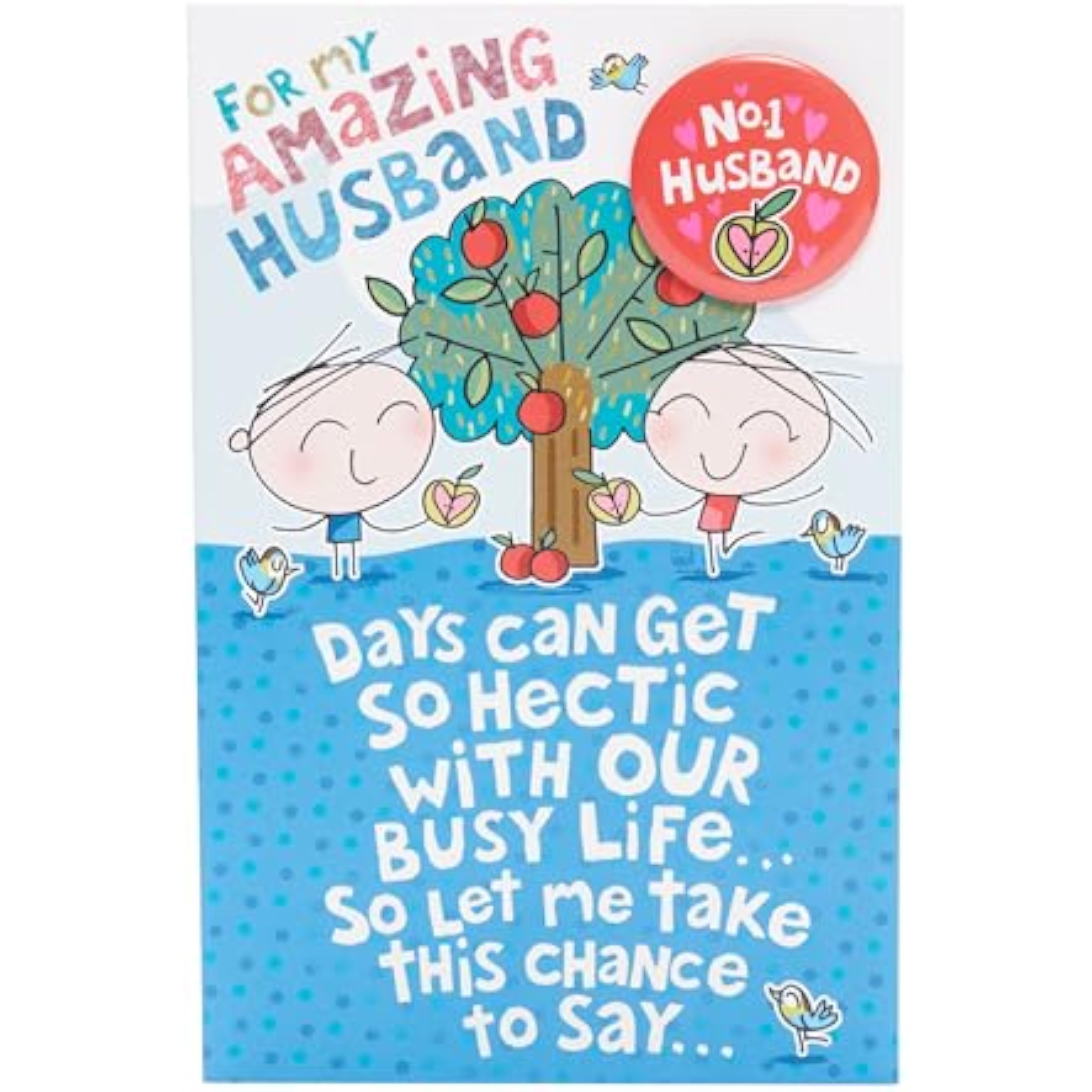 UK Greetings Birthday Card for Husband - Sweet Design with Badge