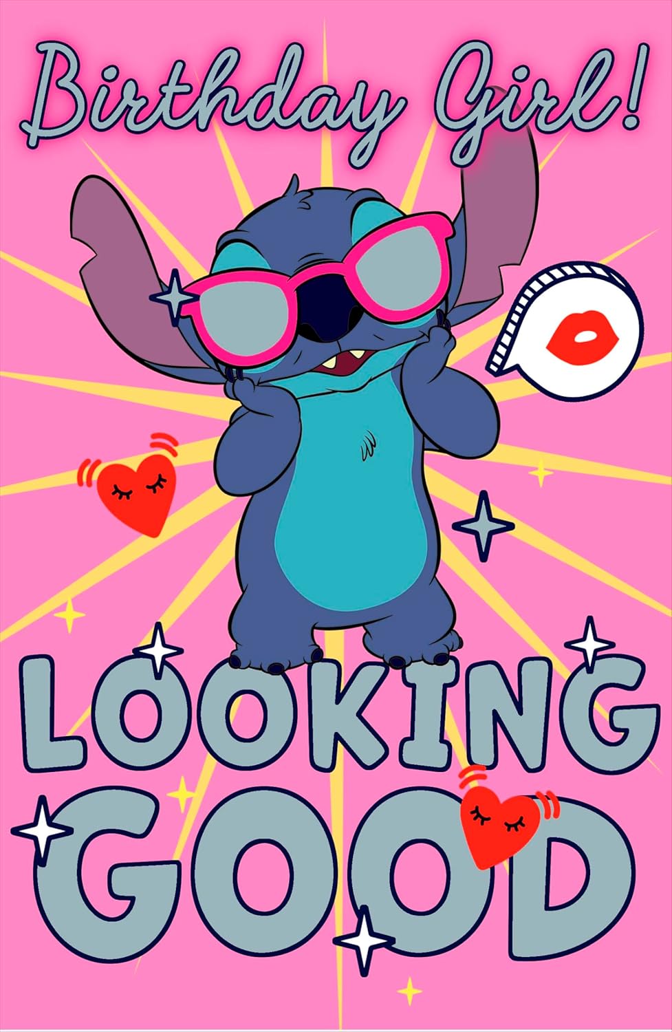 Disney Stitch Birthday Greetings Card for Girls Luxury Stitch Design with Foil